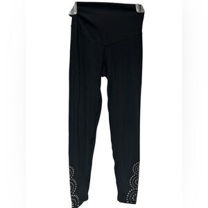 Aerie black leggings laser cut detail on leg